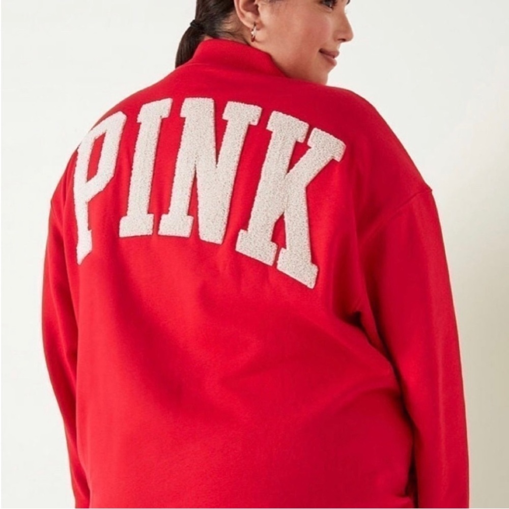 Victoria's Secret Pink Logo Varsity Jacket Red Ensign xs NWT